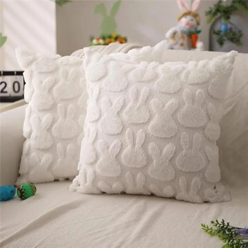 Easter Pillow Covers 18x18 inch Set of 2 Easter Decoration Cream White